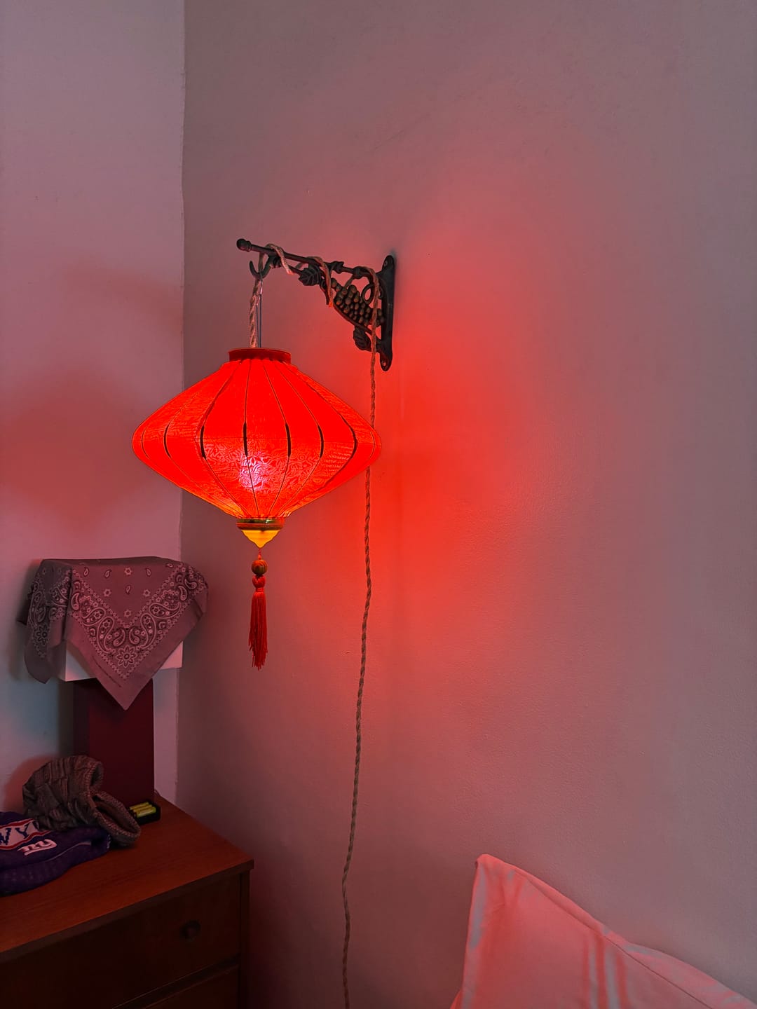 Customer photo review of Small Red Vietnamese Silk Lantern, Diamond Shaped
