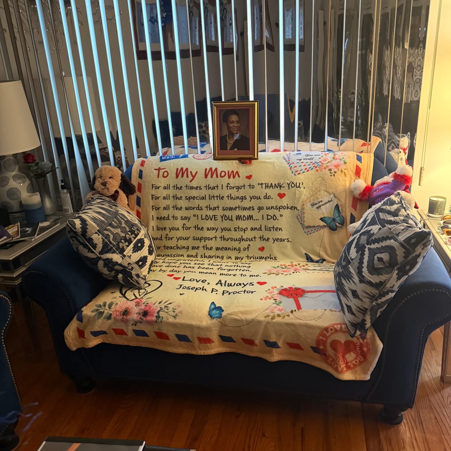 Customer photo review of Mom - Giant Post Card Blanket Gift