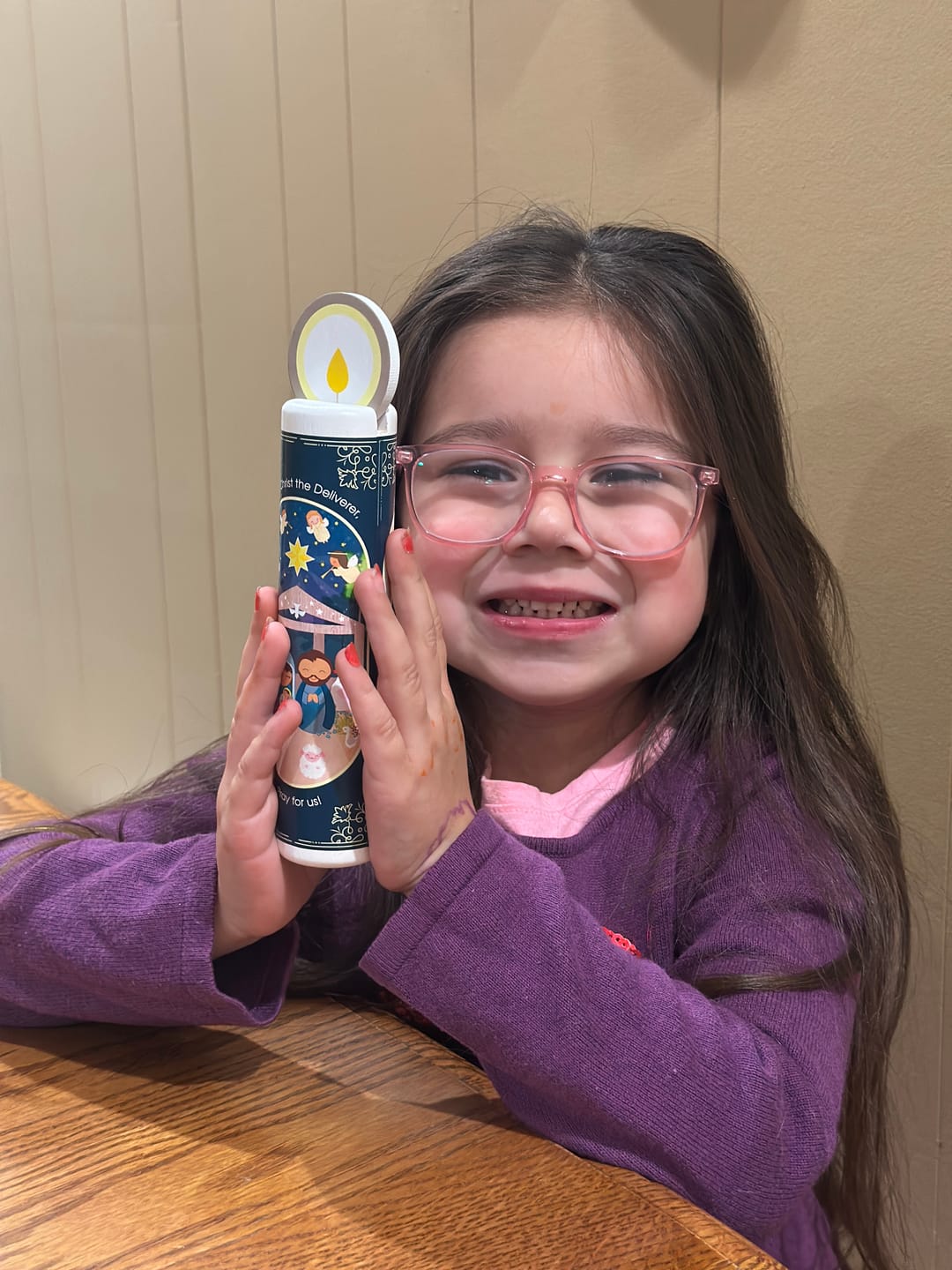 Customer photo review of Jesus Christ, the Deliverer (Christmas Anticipation) Wooden Prayer Candle