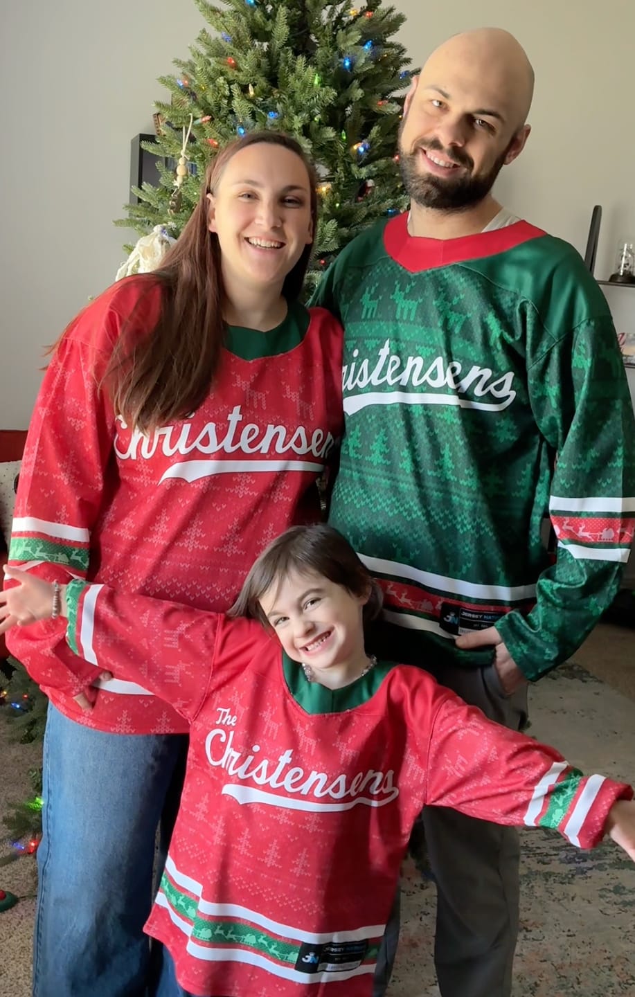 Customer photo review of Family Christmas Custom Hockey Jersey