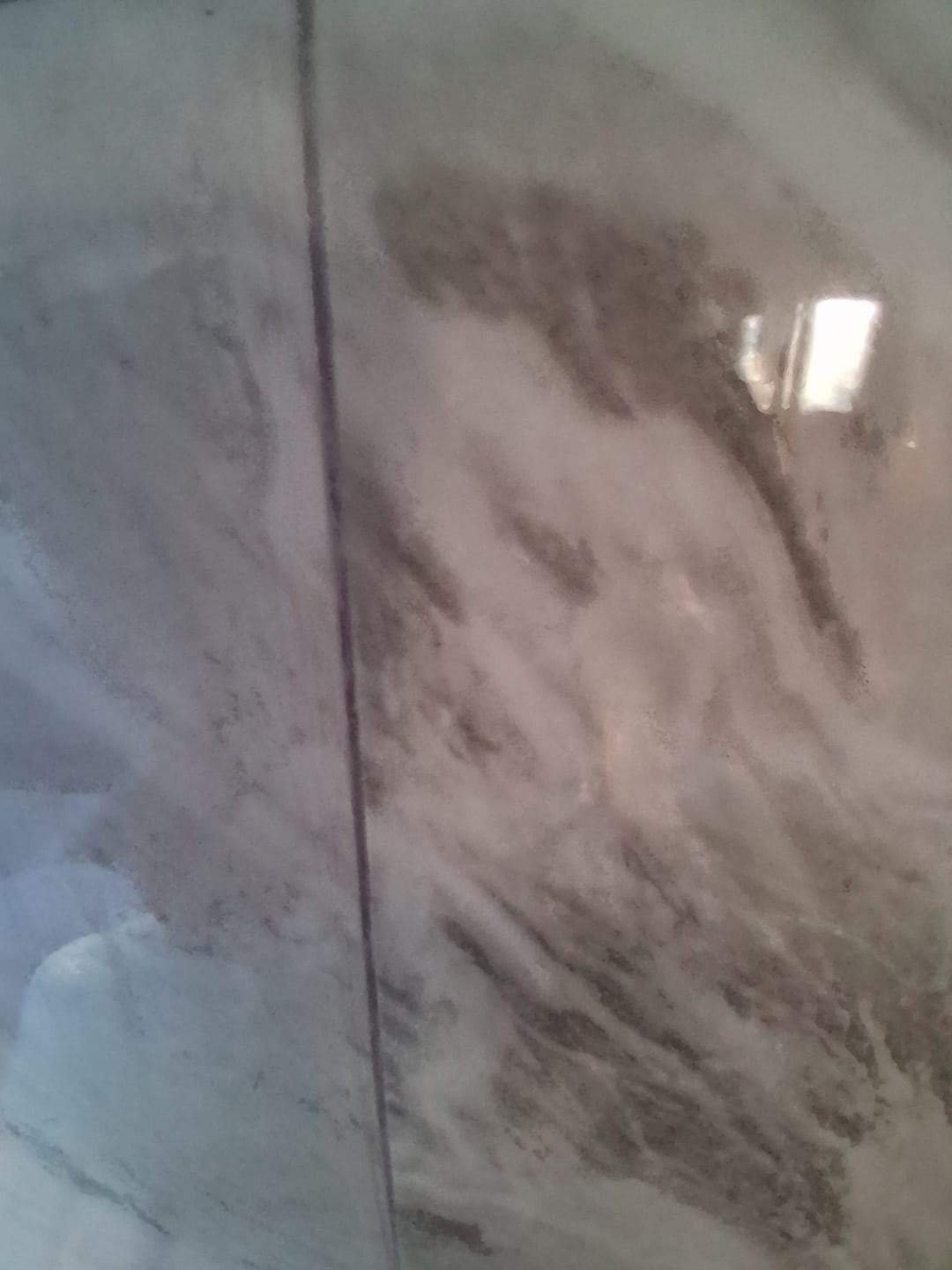 Customer photo review of Premium Grey Stone Marble Gloss Shower Wall Panel - 1M x 2.4M