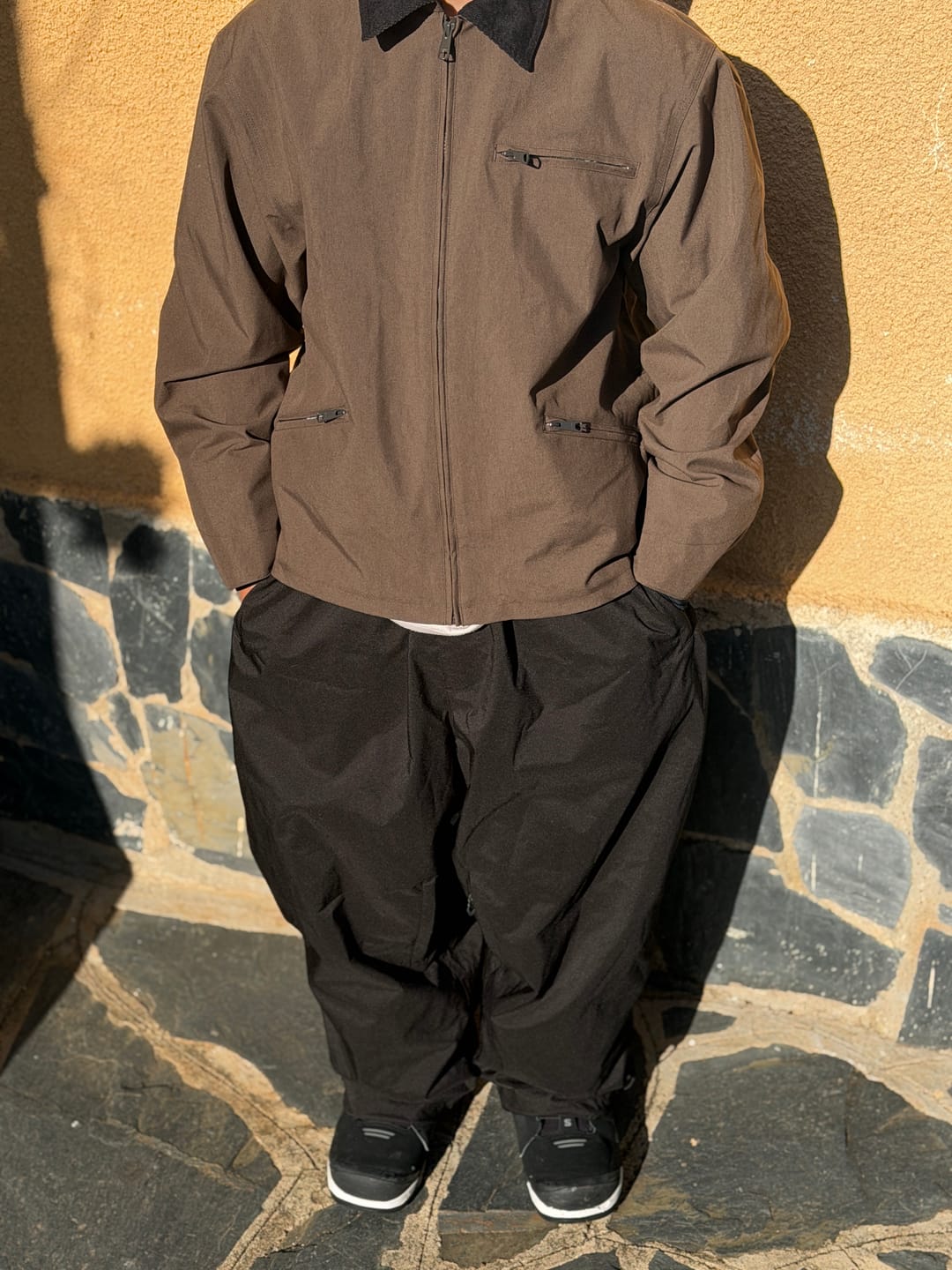 Customer photo review of Men’s Black Baggy Drawstring Durable Snow Pants