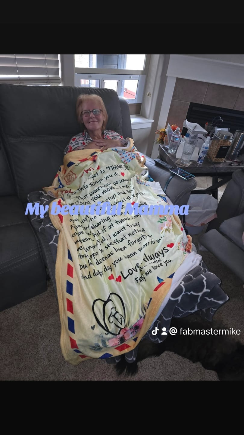 Customer photo review of Mom - Giant Post Card Blanket Gift