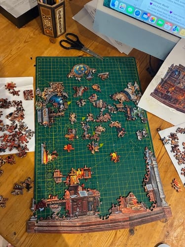 Customer photo review of Gothic Revival Bookstore Wooden Jigsaw Puzzle