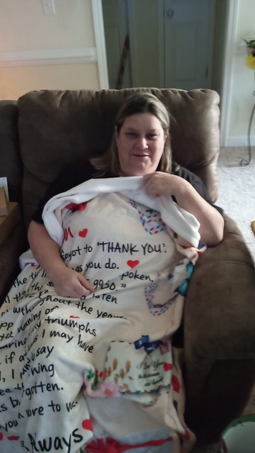 Customer photo review of Mom - Giant Post Card Blanket Gift