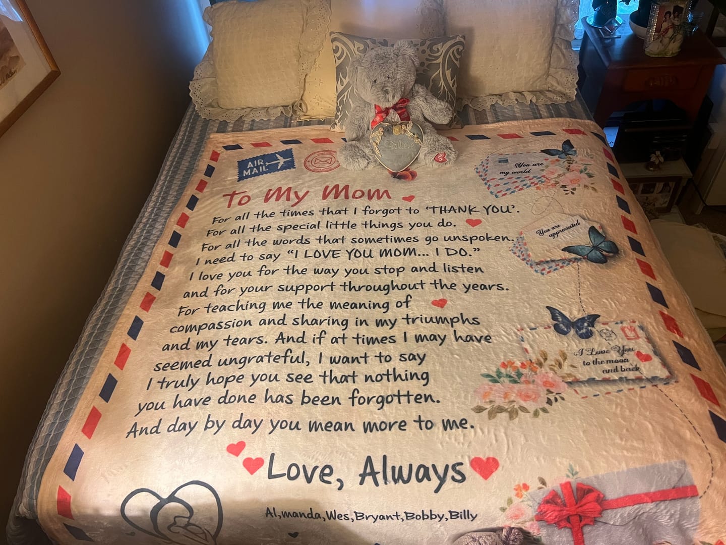 Customer photo review of Mom - Giant Post Card Blanket Gift