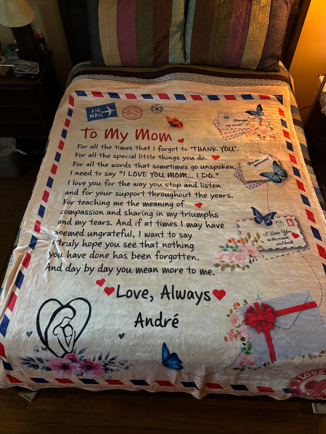 Customer photo review of Mom - Giant Post Card Blanket Gift