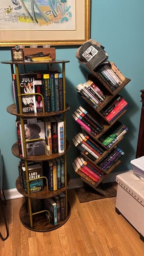 Customer photo review of Flycity 3-5 Tier Rotating Bookshelf With 360° Spinning Display