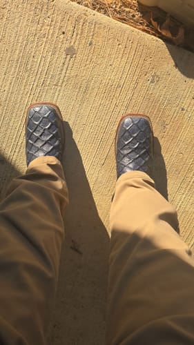 Customer photo review of Cowboy Boot Rustic Black Prirarucu Fish