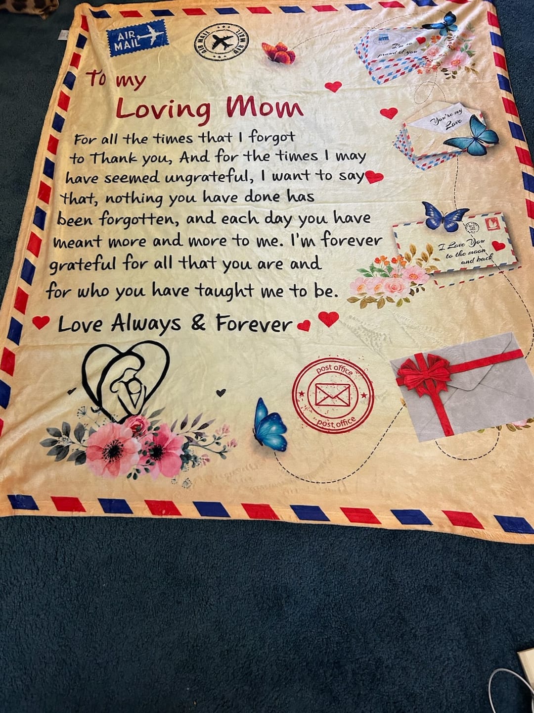 Customer photo review of Mom - Giant Post Card Blanket Gift