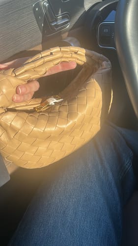 Customer photo review of MINI JODIE 27 IN MEDIUM BROWN LAMBSKIN