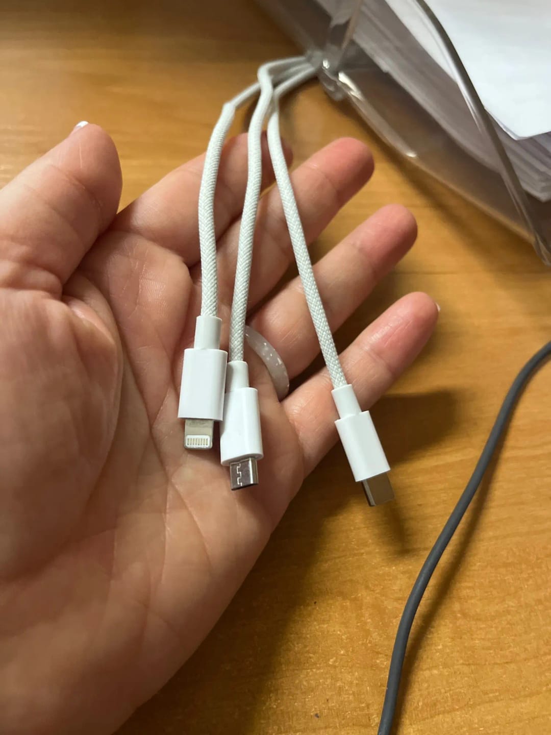 Customer photo review of 3In1 100W 6A Fast Charging Cable For iPhone Xiaomi Redmi POCO Oneplus OPPO Realme Micro USB Type-C Phone Charger USB Data Cable