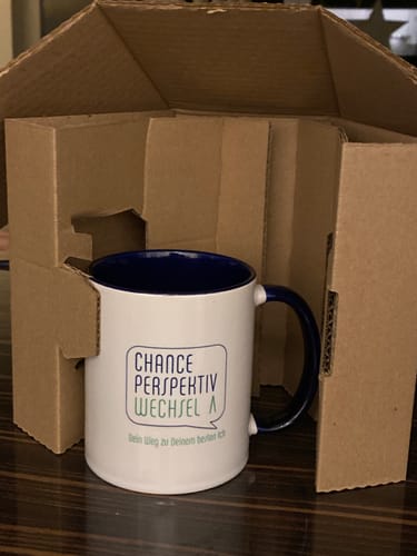 Customer photo review of TassenExpress - Becher Keramik Tasse mit Logo bedruckt 325ml Firmenlogo