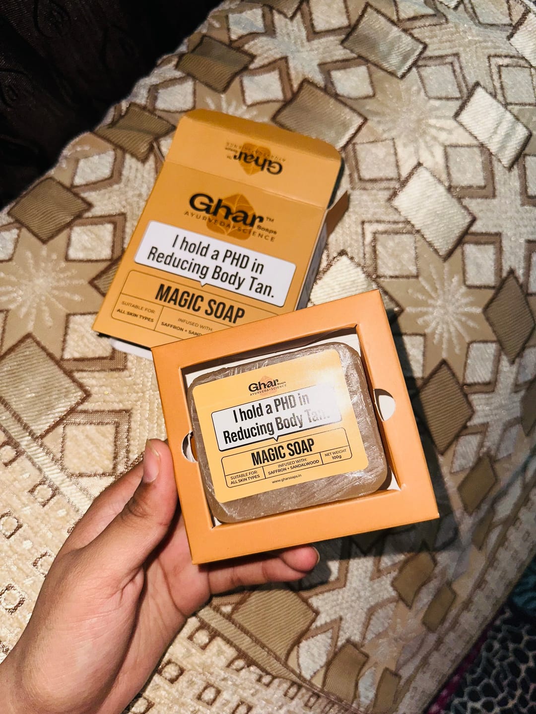 Customer photo review of Magic Soap (Sandal Wood and Saffron Soap)