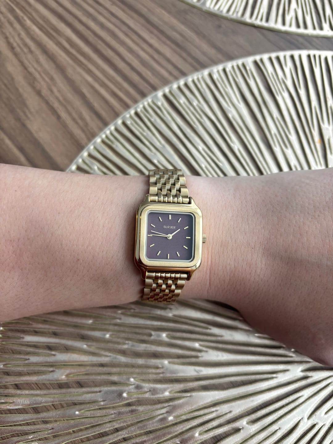 Customer photo review of Macy Petite Gold Burgundy