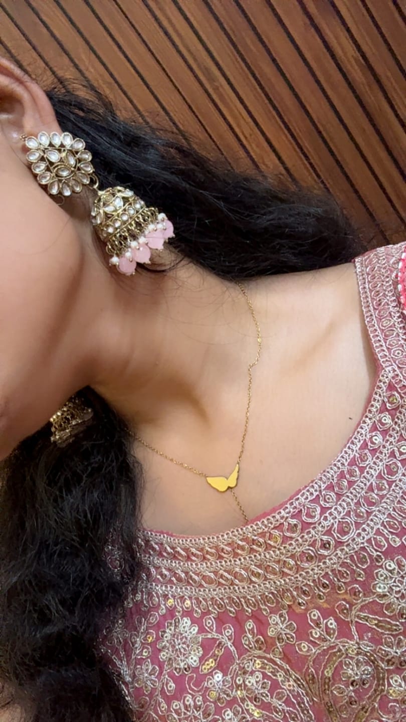 Customer photo review of Angel Wing Dangling Diamond Necklace