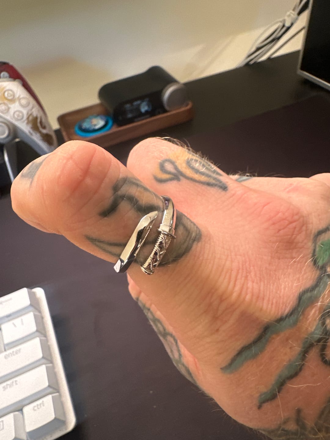 Customer photo review of Silver Katana Ring