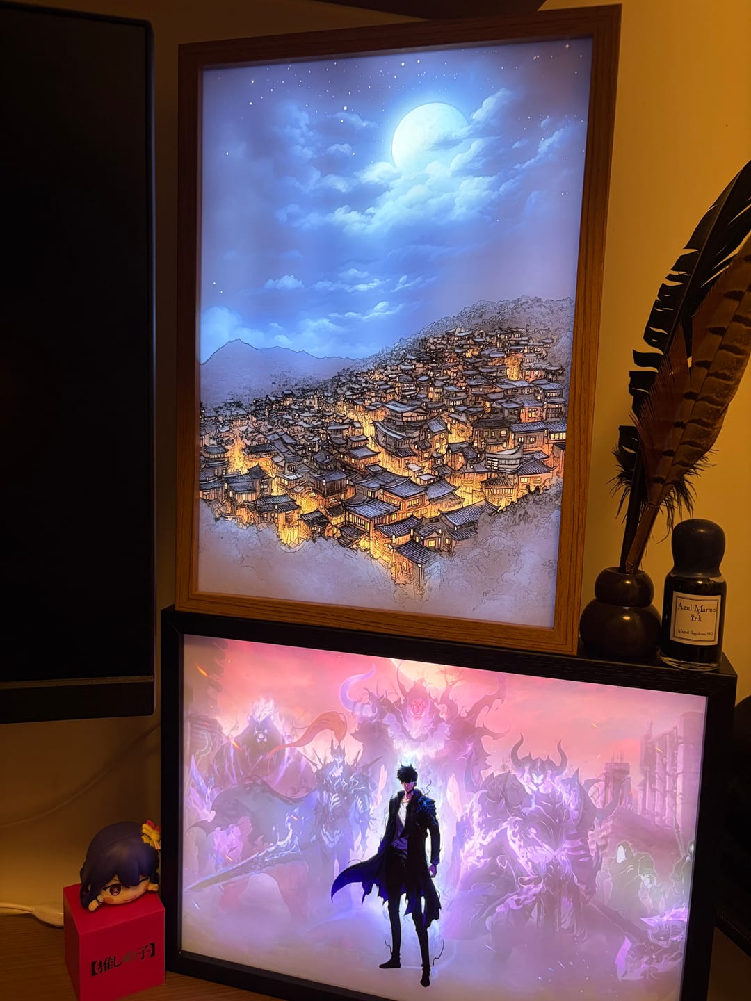 Customer photo review of Lights of a Thousand Homes" Light Painting Art in a Dreamy Starry Sky
