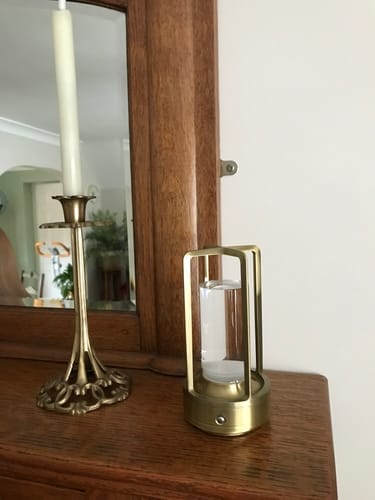 Customer photo review of Modern Cordless Metal Nordic Desk & Table Lamp - Cordless, Rechargeable, LED with Touch Control & Dimming Feature, Suitable for Bedroom, Home, Outdoor - Ideal Night Light for Restaurant and Home Usage
