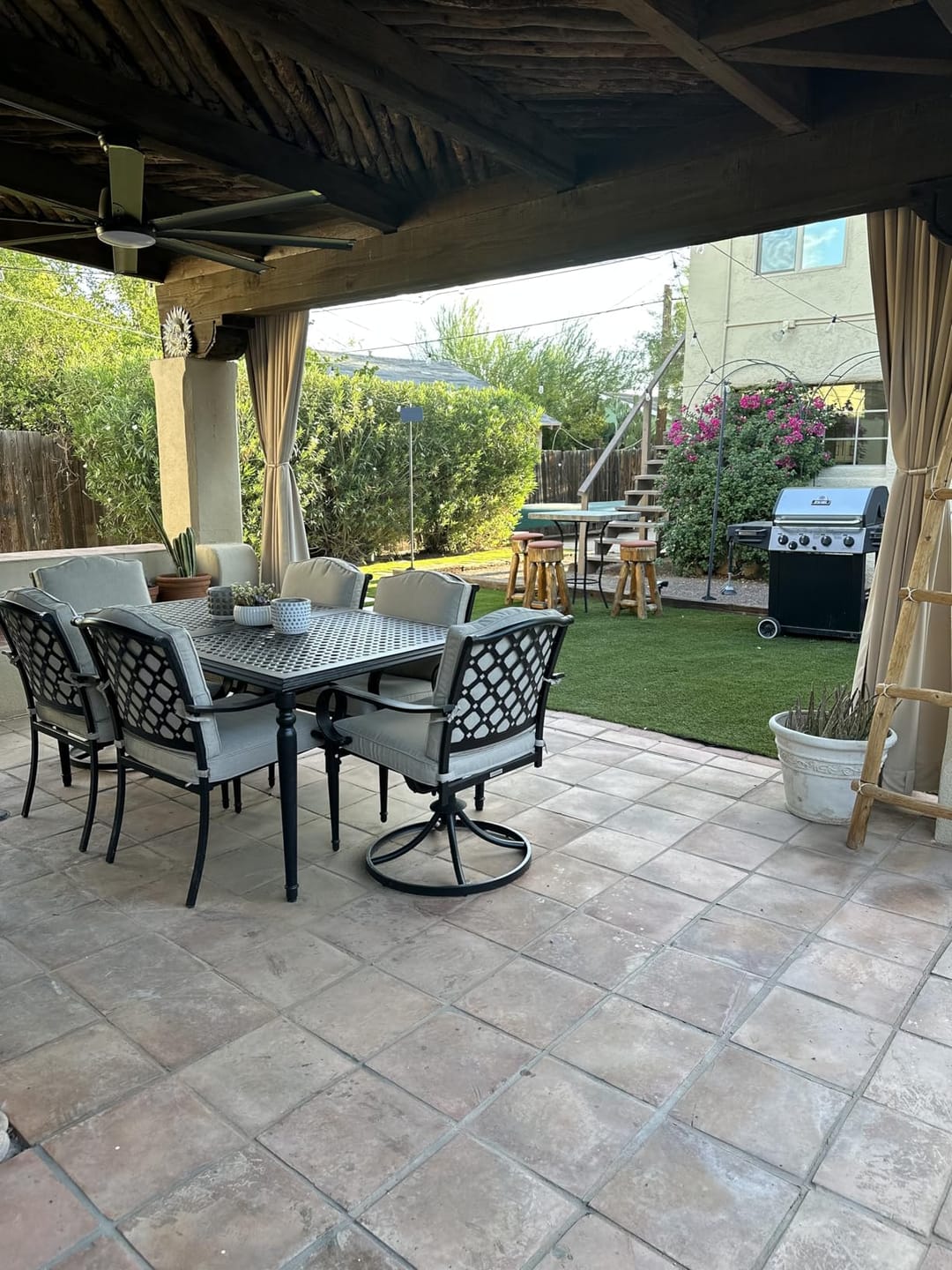 Customer photo review of 3-in-1 Header Waterproof Outdoor Curtains With Ropes 2 Panels | Outdoor Standard