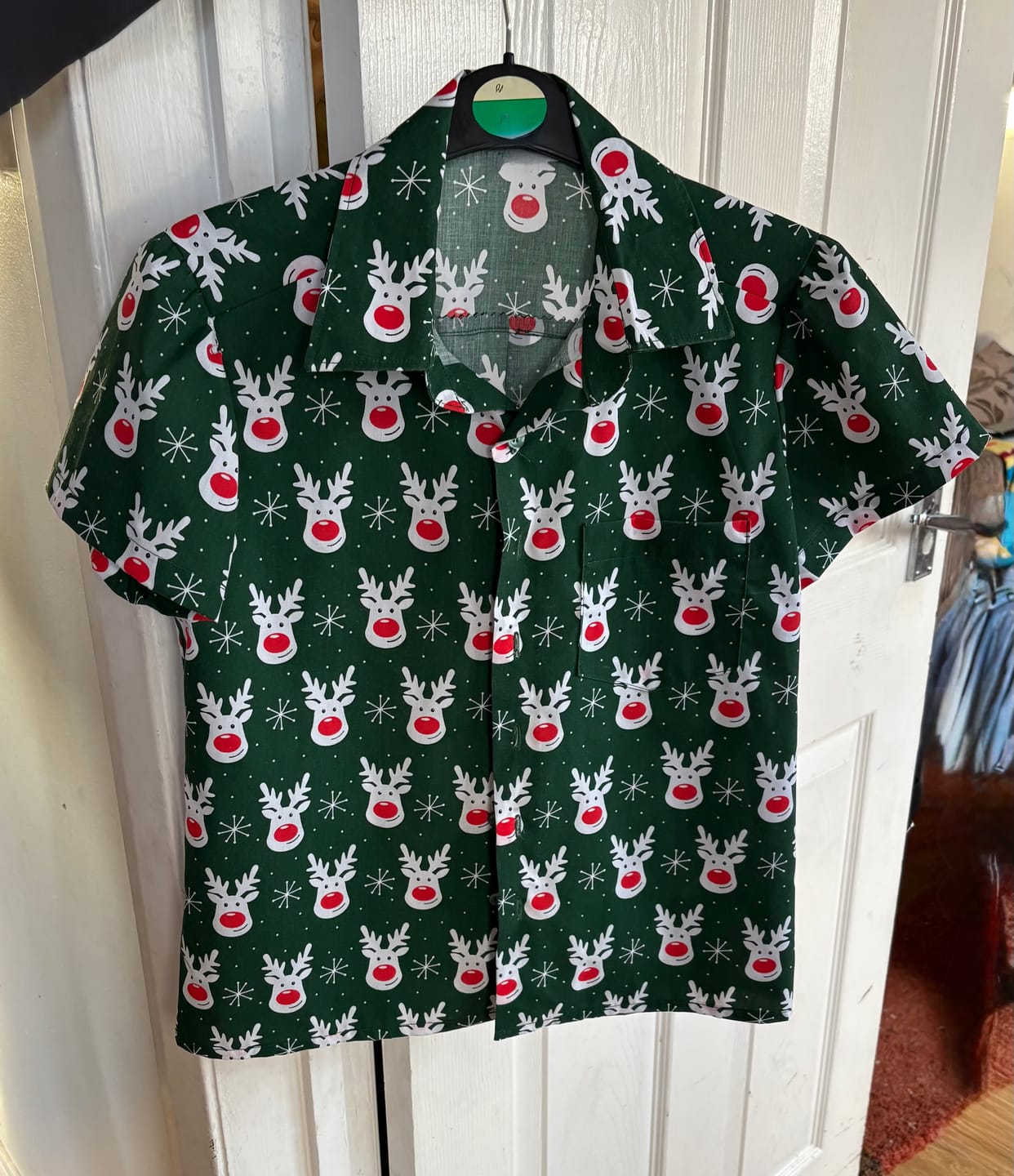 Customer photo review of White Reindeer Faces Polycotton Fabric