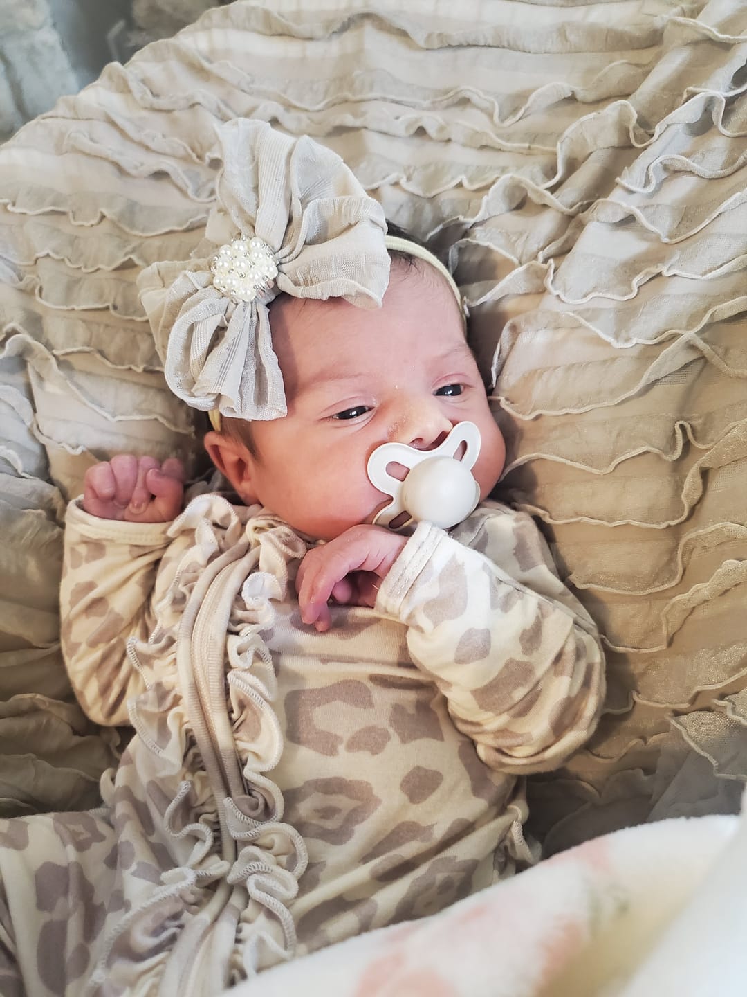 Customer photo review of Natural Leopard | Convertible Two-Way Zip Footie