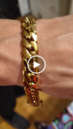 Customer video review of 10-22mm Solid 18k Gold Plated Miami Cuban Link Chain