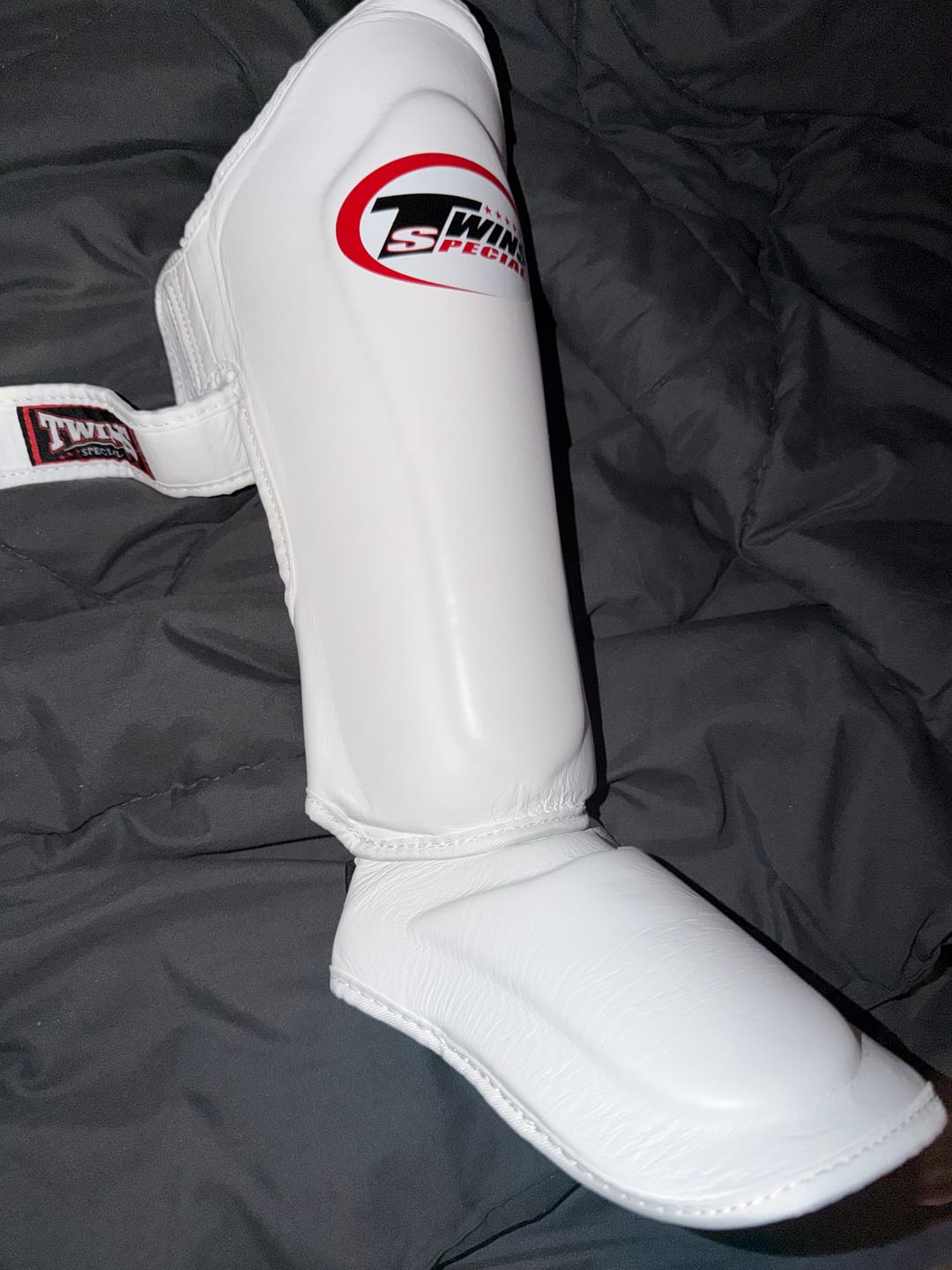 Customer photo review of Twins SGL10 White Double Padded Leather Shin Guards