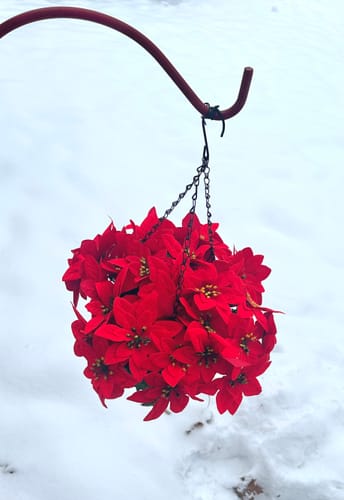 Customer photo review of Bulk Artificial Poinsettia Christmas Flowers Hanging Basket for Outdoors and Indoors Wholesale