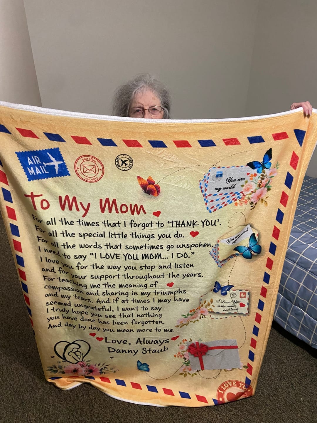 Customer photo review of Mom - Giant Post Card Blanket Gift