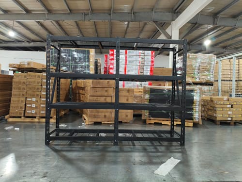 Customer photo review of REIBII 93"W 4-Tier Industrial Shelving 9348LBS Heavy Duty Shelving with 2337LB/Shelf Metal Shelving Unit for Warehouse, Basement, Commercial