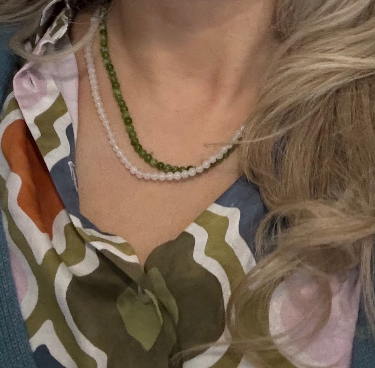 Customer photo review of Peridot Beaded Necklace Mini