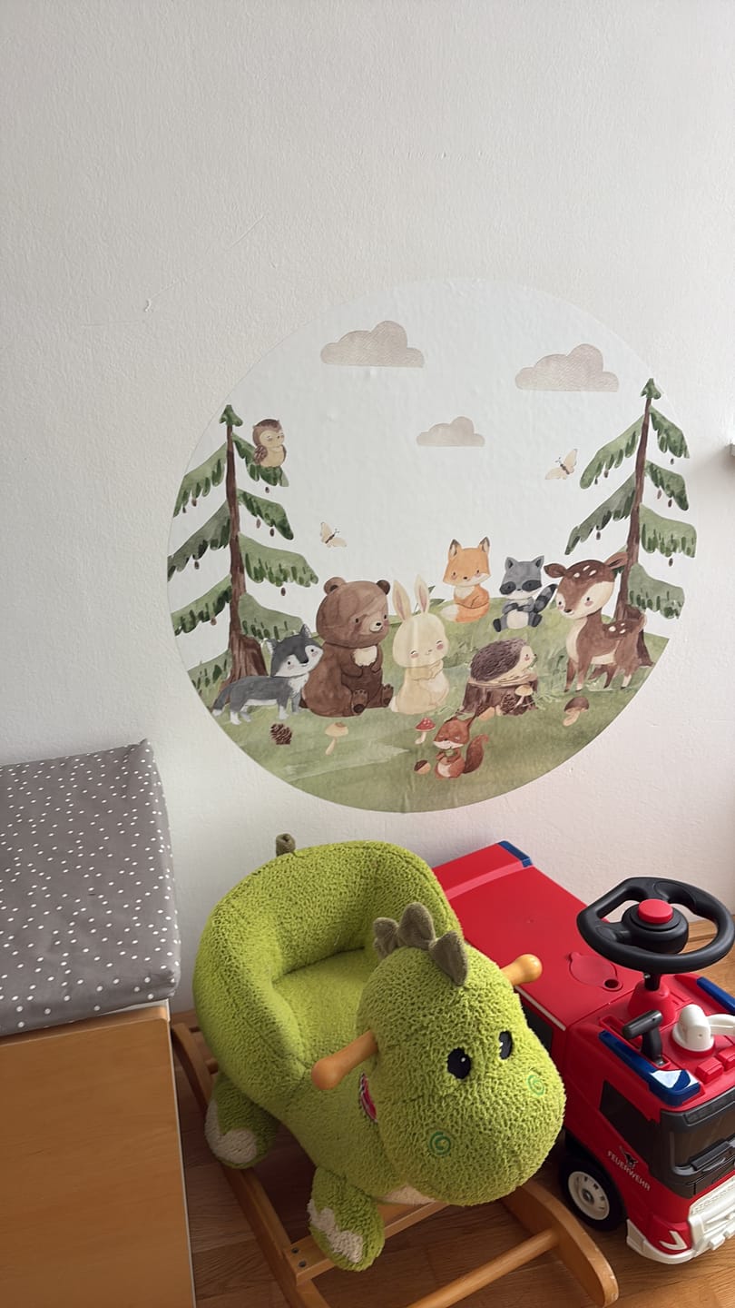 Customer photo review of Rundes Wandtattoo Kinderzimmer Waldtiere
