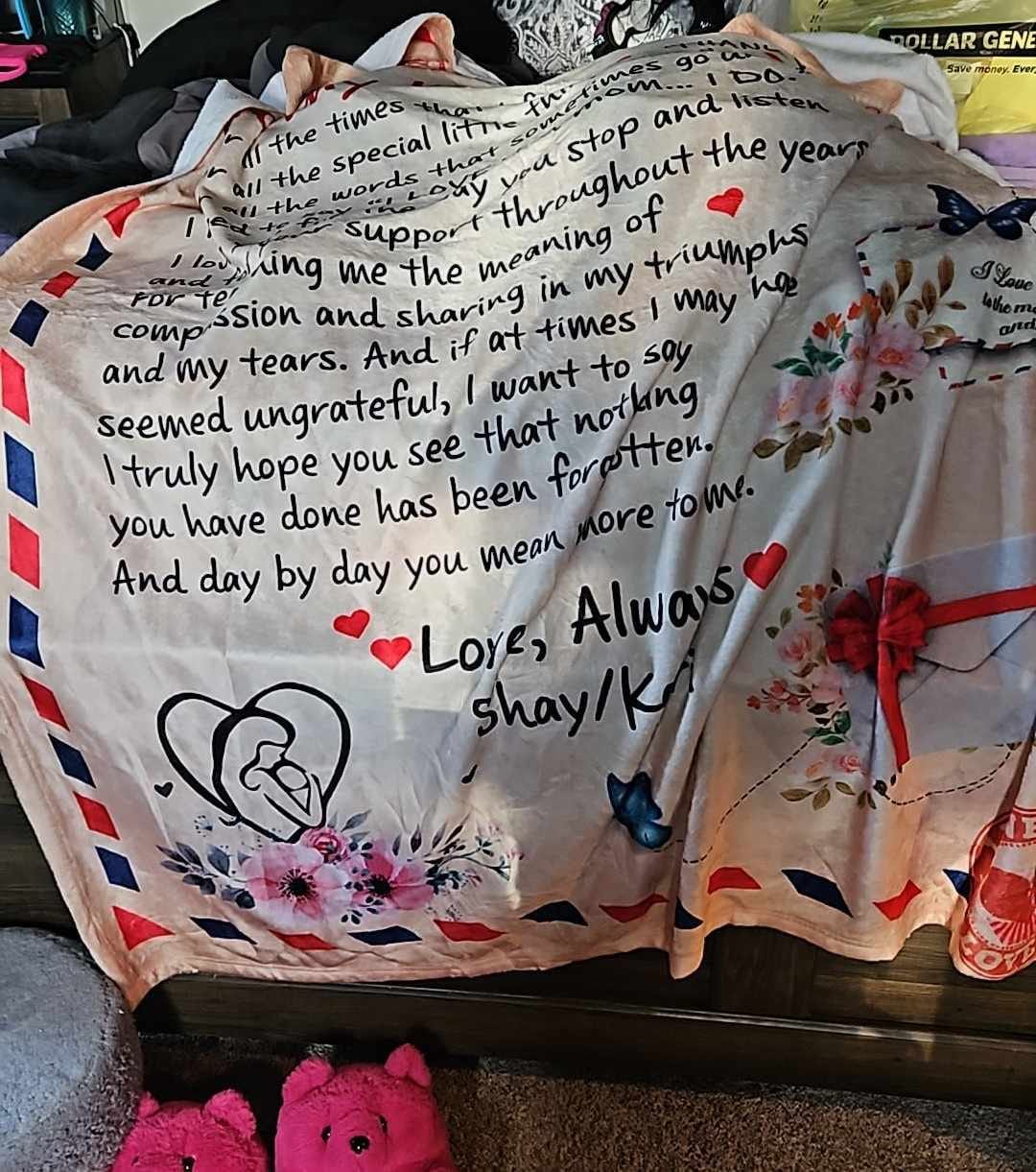 Customer photo review of Mom - Giant Post Card Blanket Gift