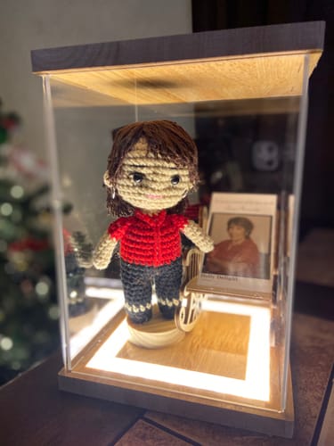 Customer photo review of Personalized Memorial Crochet Doll Keepsake with LED Display Box & Photo Card