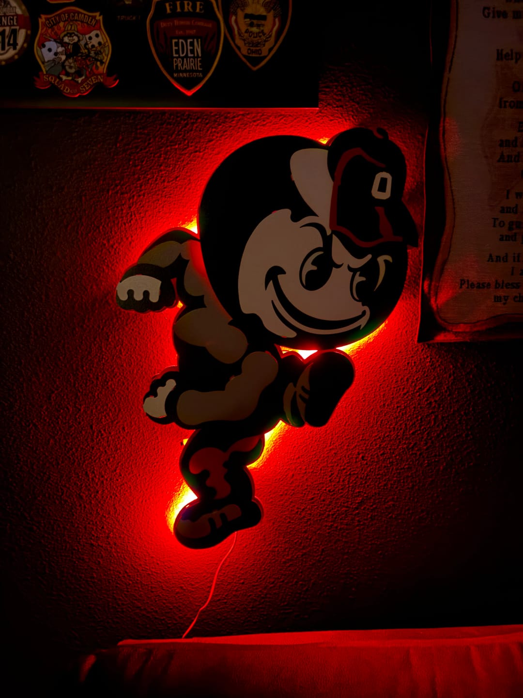 Customer photo review of Ohio State "Brutus" Mascot 3D Vintage Metal Wall Art
