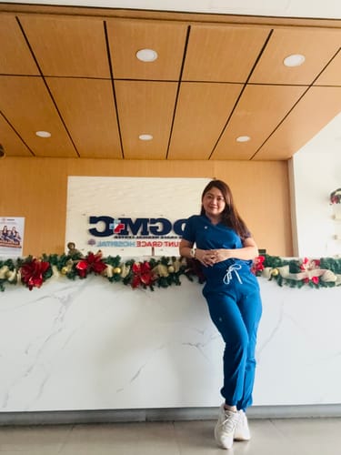 Customer photo review of Jogger MoveTech® Scrub Pants - Women / Cobalt Blue