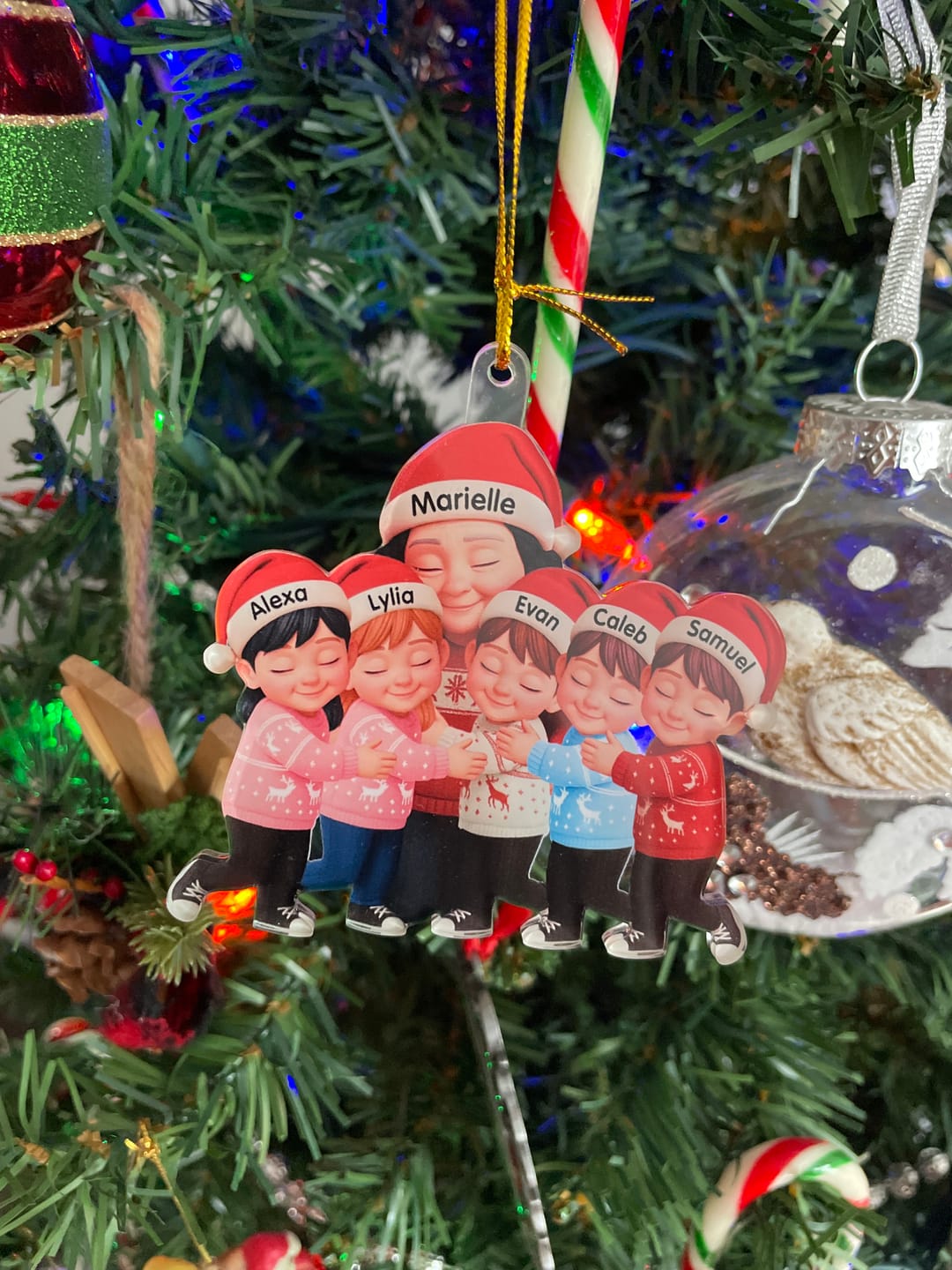 Customer photo review of Grandma Hugging Grandkids - Personalized Acrylic Ornament - Heartwarming Christmas Gift for Grandma, Grandkids