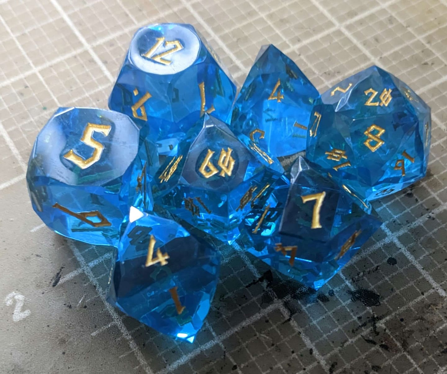 Customer photo review of Multifaceted Resin Dice Set - Aquamarine
