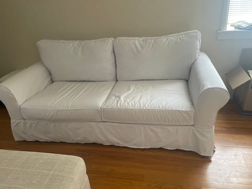 Customer photo review of PB Comfort Sofa Cover 81-83.5" Roll Arm, Box Edge