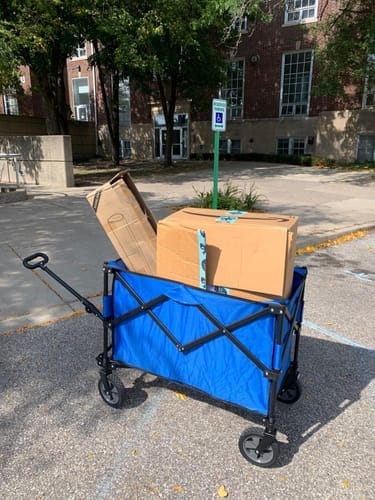 Customer photo review of SUNJOY Collapsible Folding Wagon Cart with 255L Oversized Capacity and Big Wheels