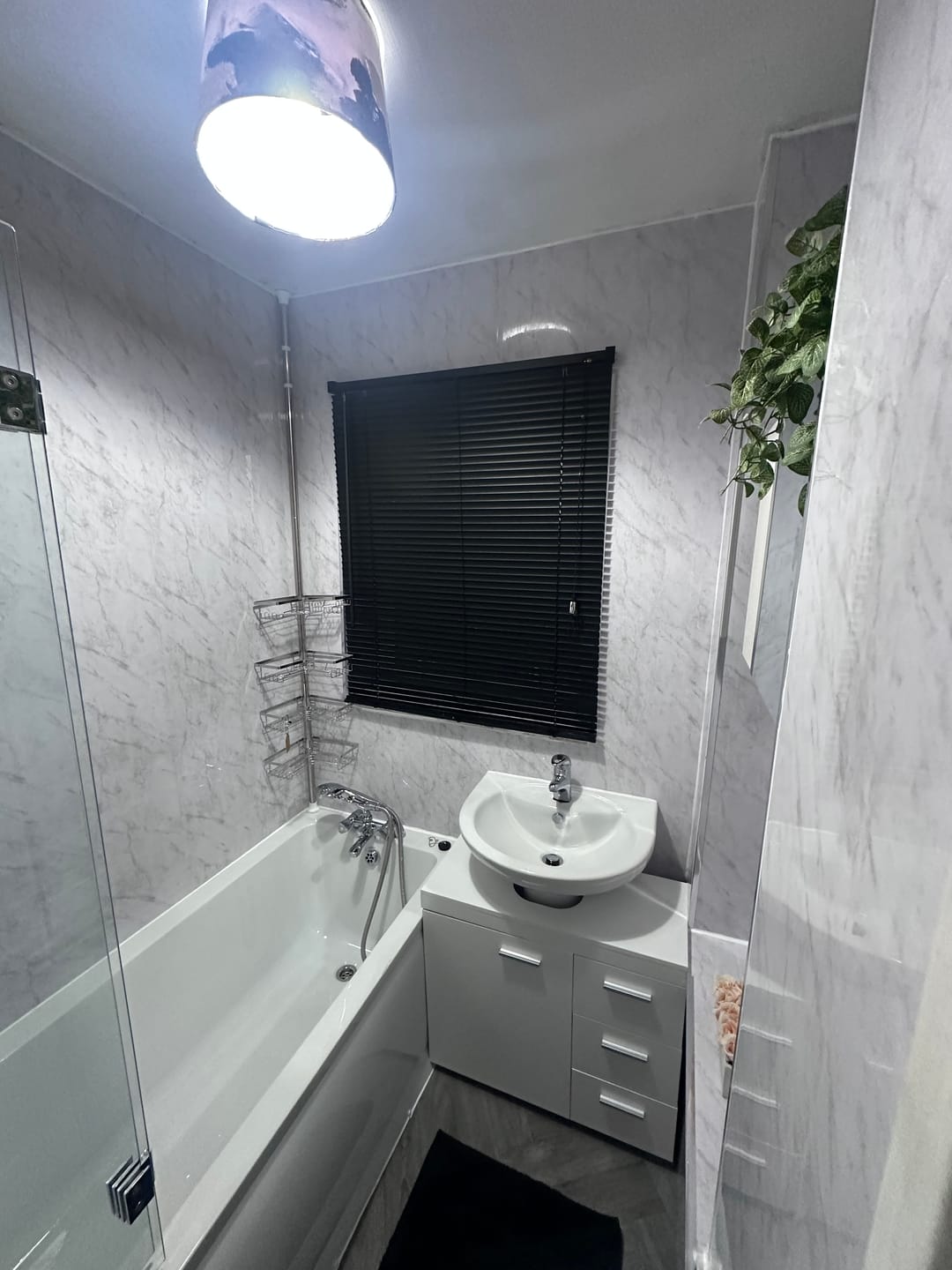 Customer photo review of 8mm Storm Grey Marble Bathroom Wall Panel 2.6M