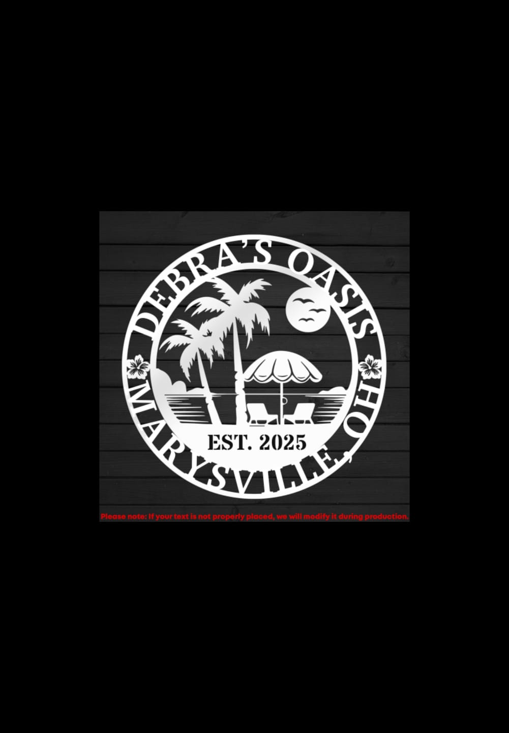 Customer photo review of Beach Palm Metal Sign