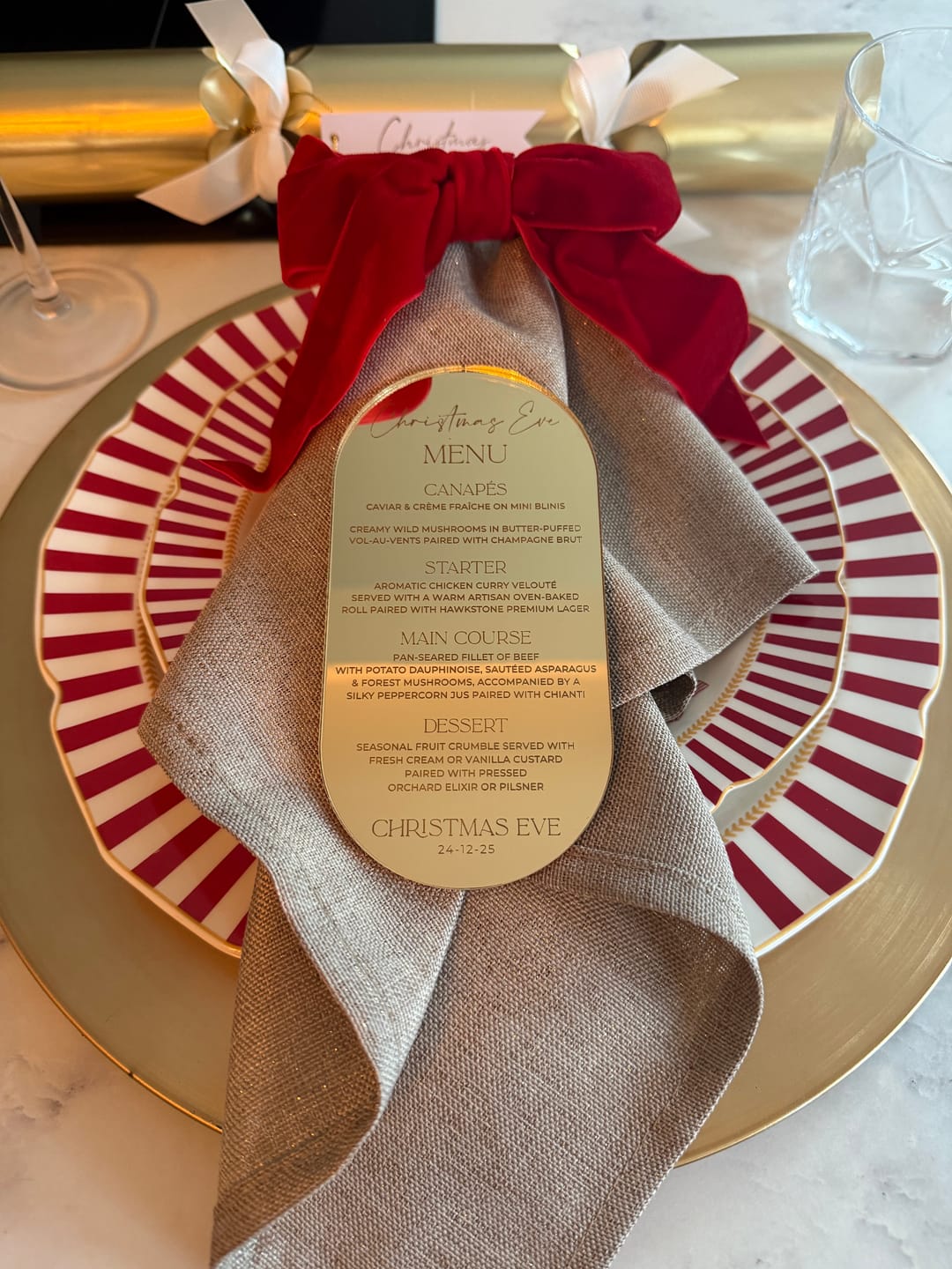 Customer photo review of Personalised Wedding Menu Place Cards