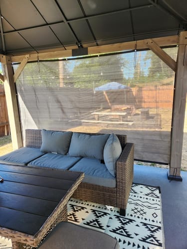 Customer photo review of SUNJOY 12x16 Outdoor Cedar Framed Gazebo with 2-tier Metal Roof and Ceiling Hook - Standard Natural Cedar