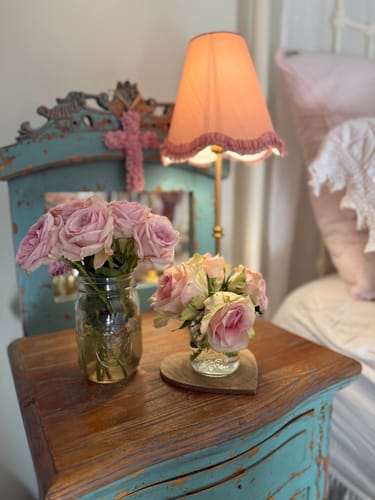Customer photo review of Blush Scallop Ruffle Lamp Shade