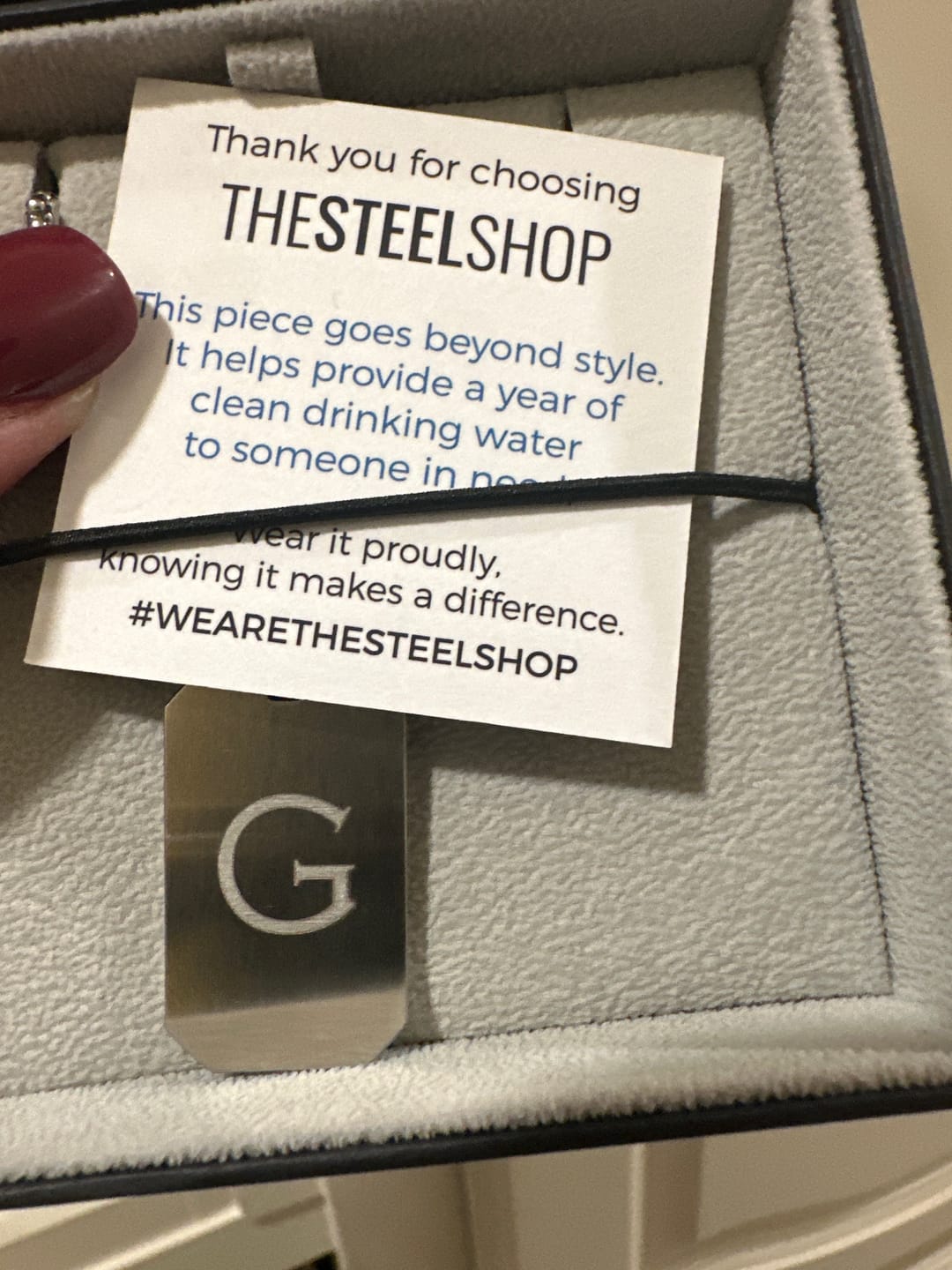 Customer photo review of Matte Modern Dog Tag