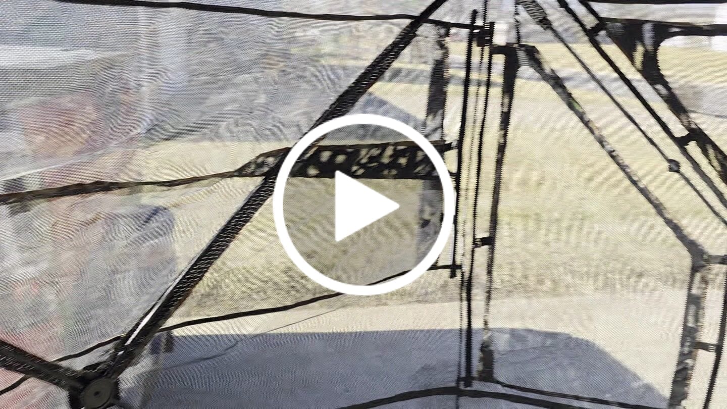 Customer video review of VisMaster 3-4 Person See Through Hunting Blind | 270° Portable Pop Up Deer Blinds | Blaze Orange Weatherproof Ground Blind with No-Trip Door