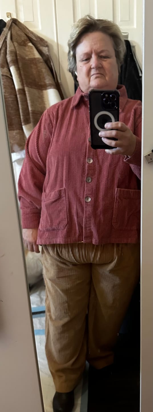 Customer photo review of Mauve Warm Cotton Corduroy Button-Down Shirt