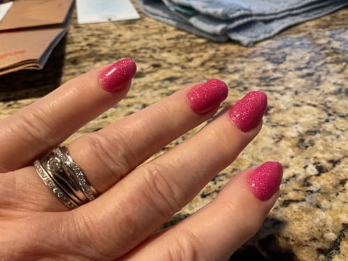 Customer photo review of D1566 Seraphine Shimmer Dip Powder